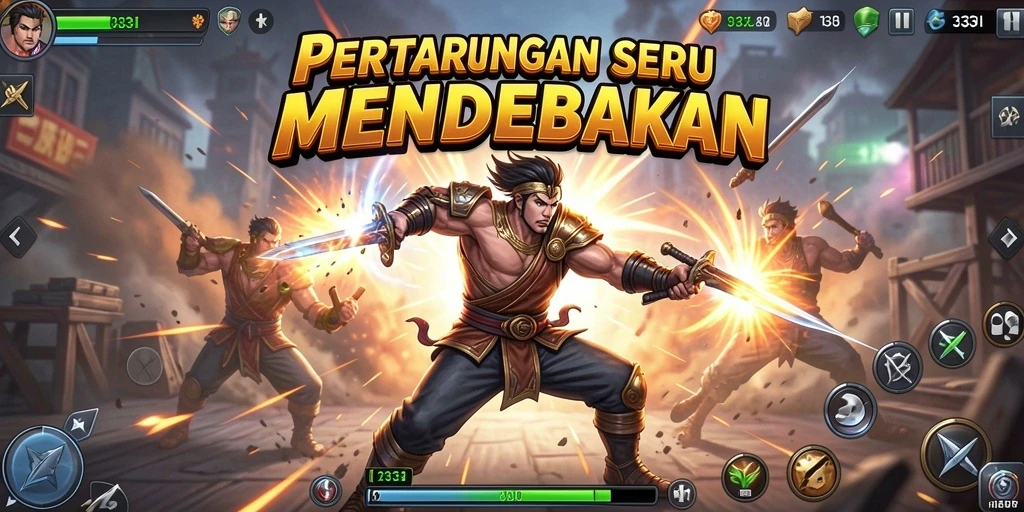 Screenshot gameplay 333I menunjukkan aksi mendebarkan di arena pertempuran.