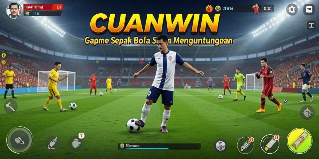 Tampilan gameplay CUANWIN dengan pertandingan sepak bola yang mendebarkan.