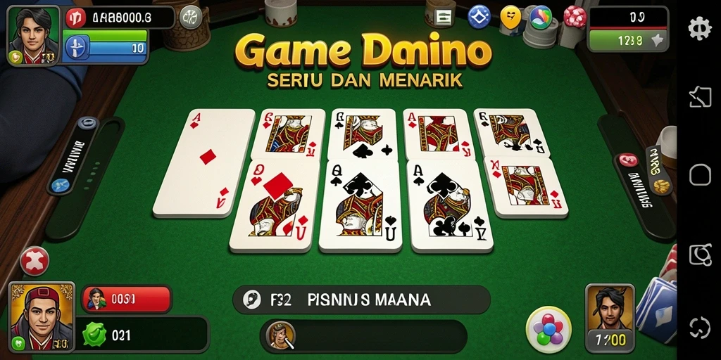 Screenshot utama F32 menunjukkan momen seru permainan Domino.