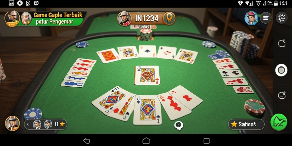 Screenshot IN1234 menunjukkan gameplay Gaple yang seru.