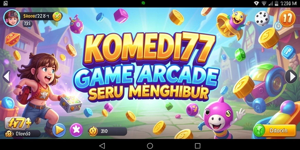 Tampilan gameplay yang penuh warna di KOMEDI77.