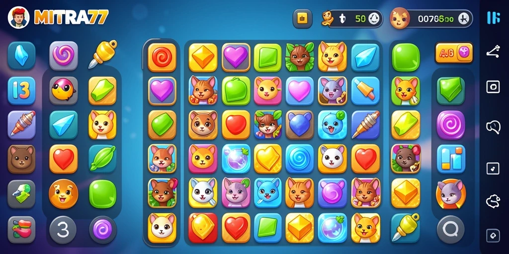Tampilan gameplay seru dan serangkaian tantangan Match-3.
