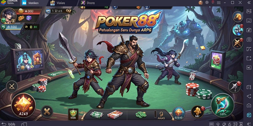 Tampilan pertarungan seru dalam gameplay ARPG POKER88.