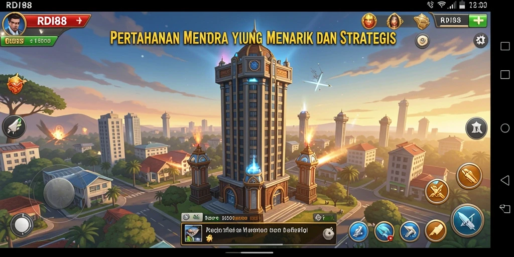 Screenshot RDI88 menampilkan aksi seru dalam pertempuran Tower Defense.