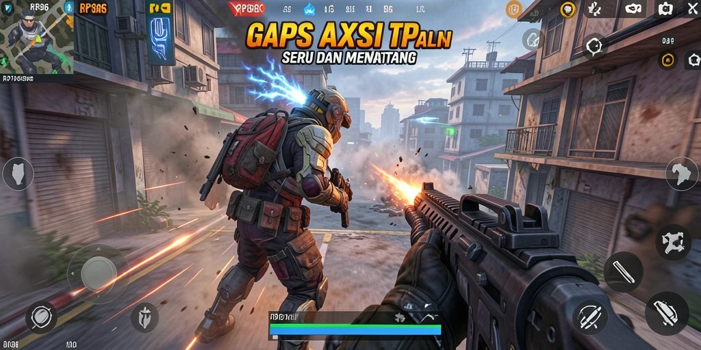 Tampilan gameplay seru dari RP886, memperlihatkan aksi tembak-menembak yang mendebarkan.